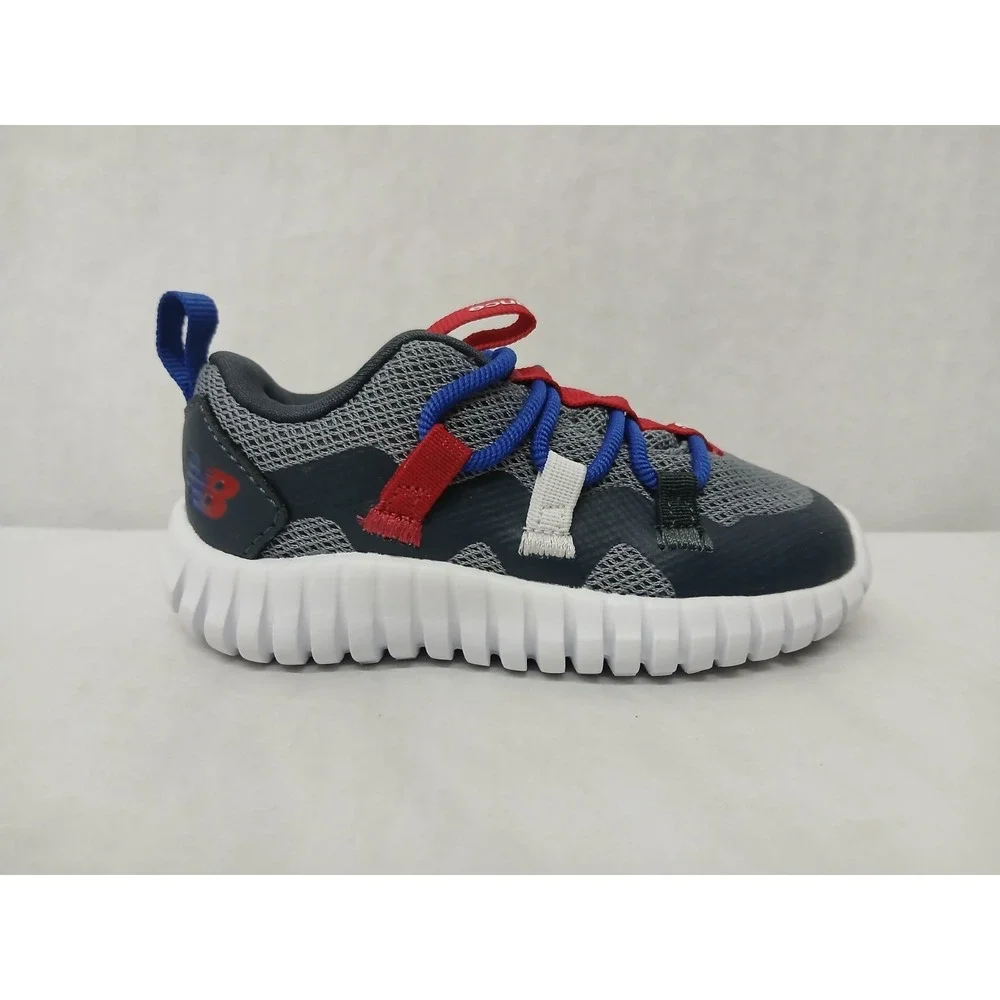 New Balance‎ Toddler Playgruv v1 Bungee Shoes ITPGRVA1 Gray Blue Red Sz 6